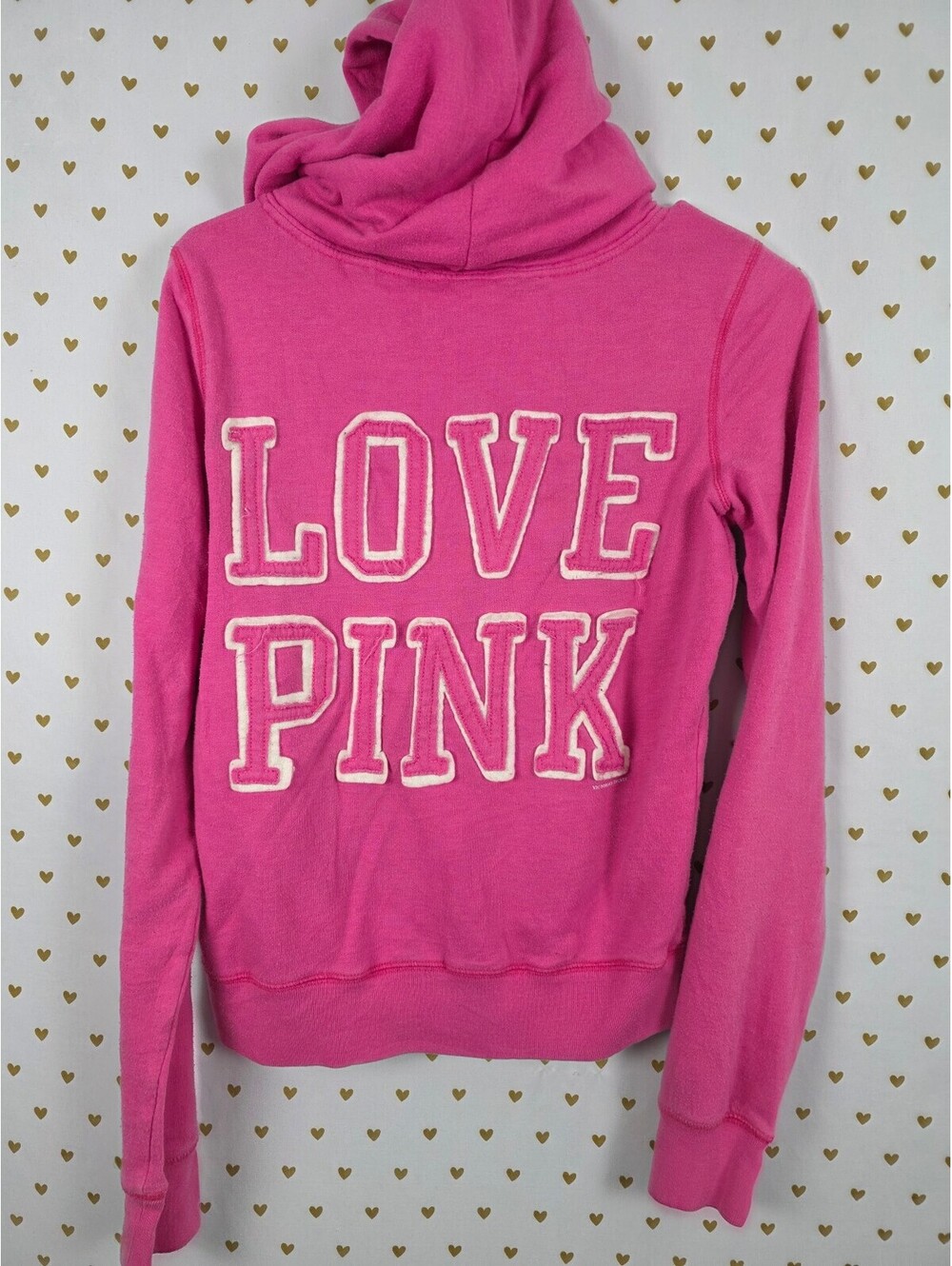 Victorias Secret Pink Embroidered LOVE Full Zip Hoodie Jacket Logo Medium
